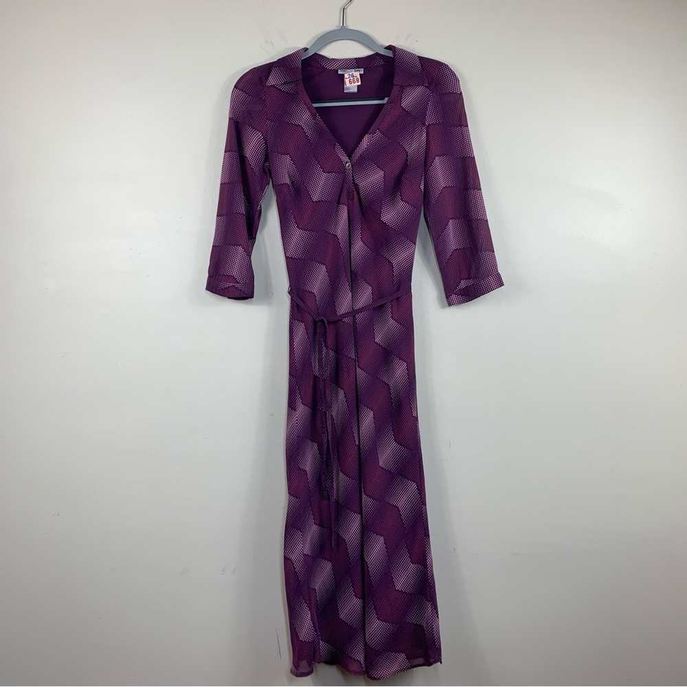 Warehouse Printed Collared 3/4 sleeve Dress-Small